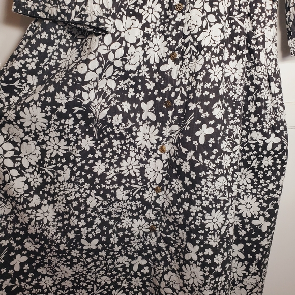 New Lanz of Salzburg Dress Womens 1X Black White Floral Butterflies Cottagecore - Picture 7 of 10